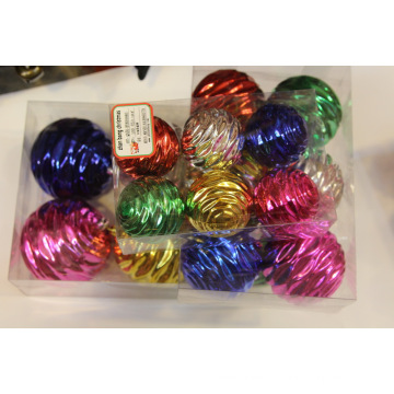 Assorted Color Christmas Ball Ornament with Wavy Designs